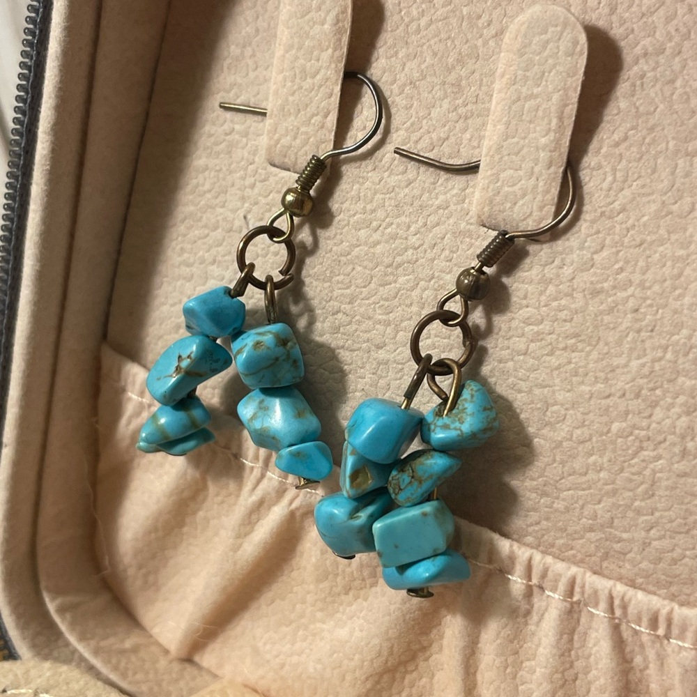 Turquoise Cluster Dangle Earrings